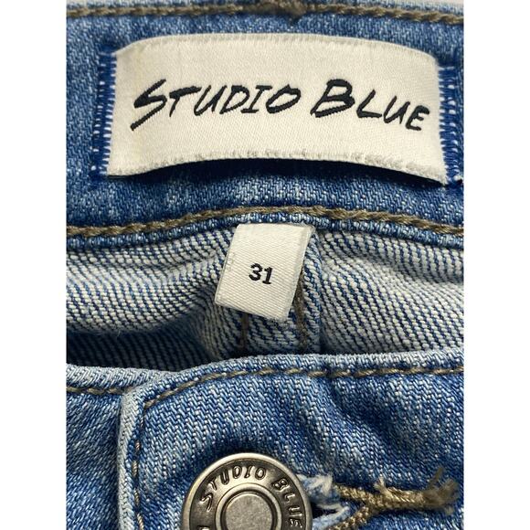 Studio Blue Light Wash Denim Distressed Jeans Women's Size 31 - Picture 3 of 7